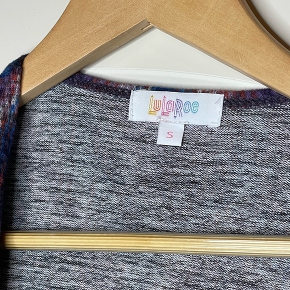 𝅺LULAROE  Sarah chevron purple and blue long cardigan - Picture 3 of 5